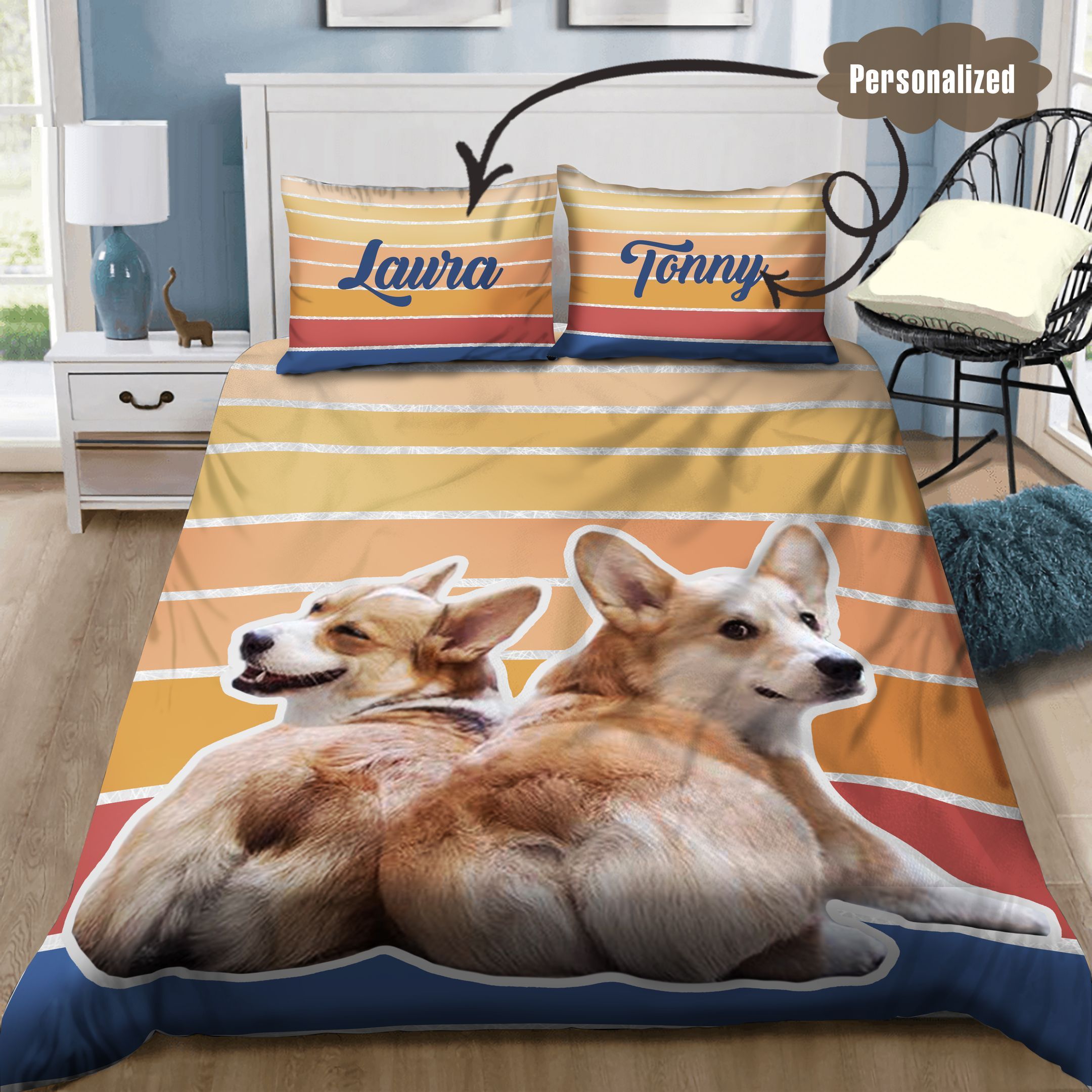Corgi Personalized Bedding Set