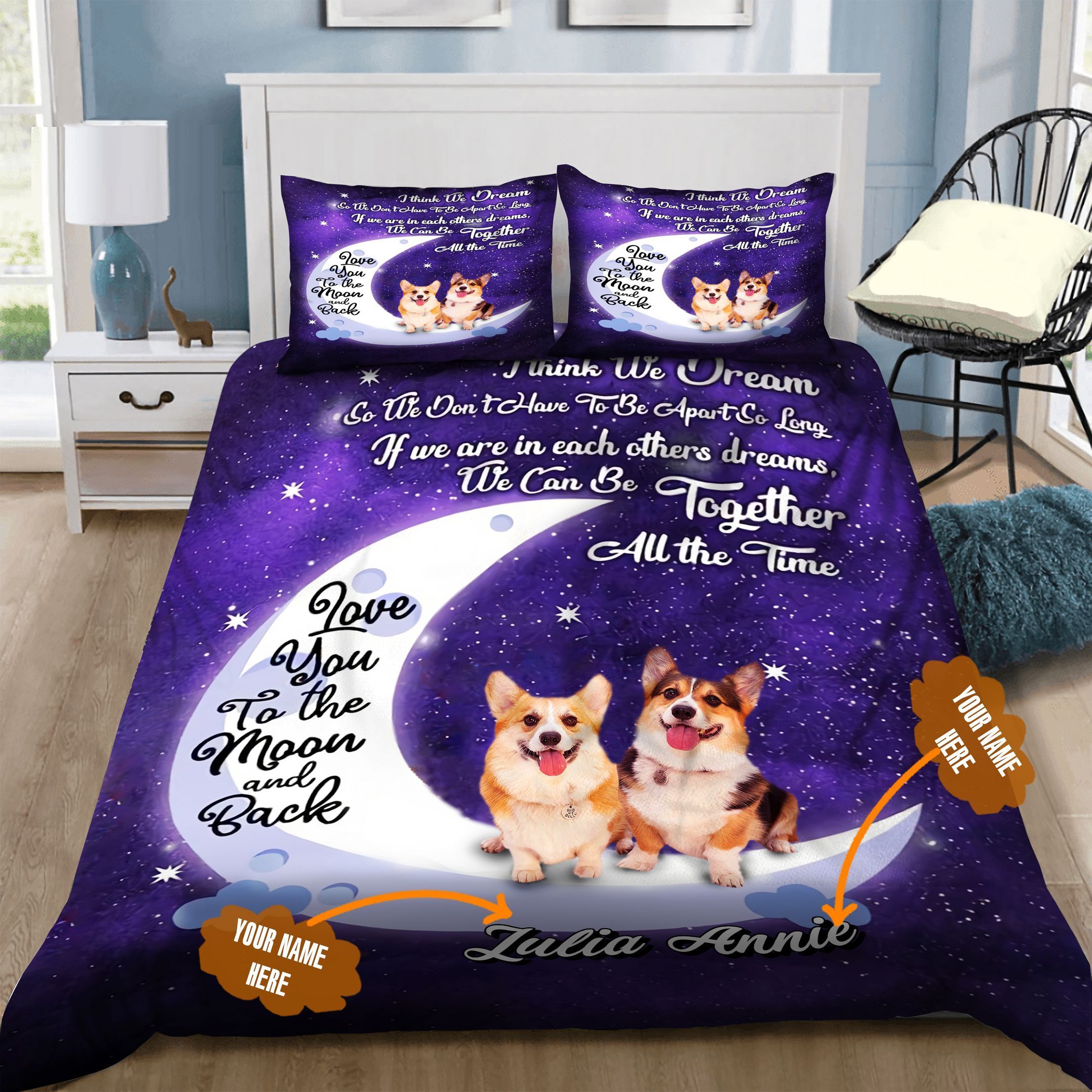 Corgi Personalized Bedding Set