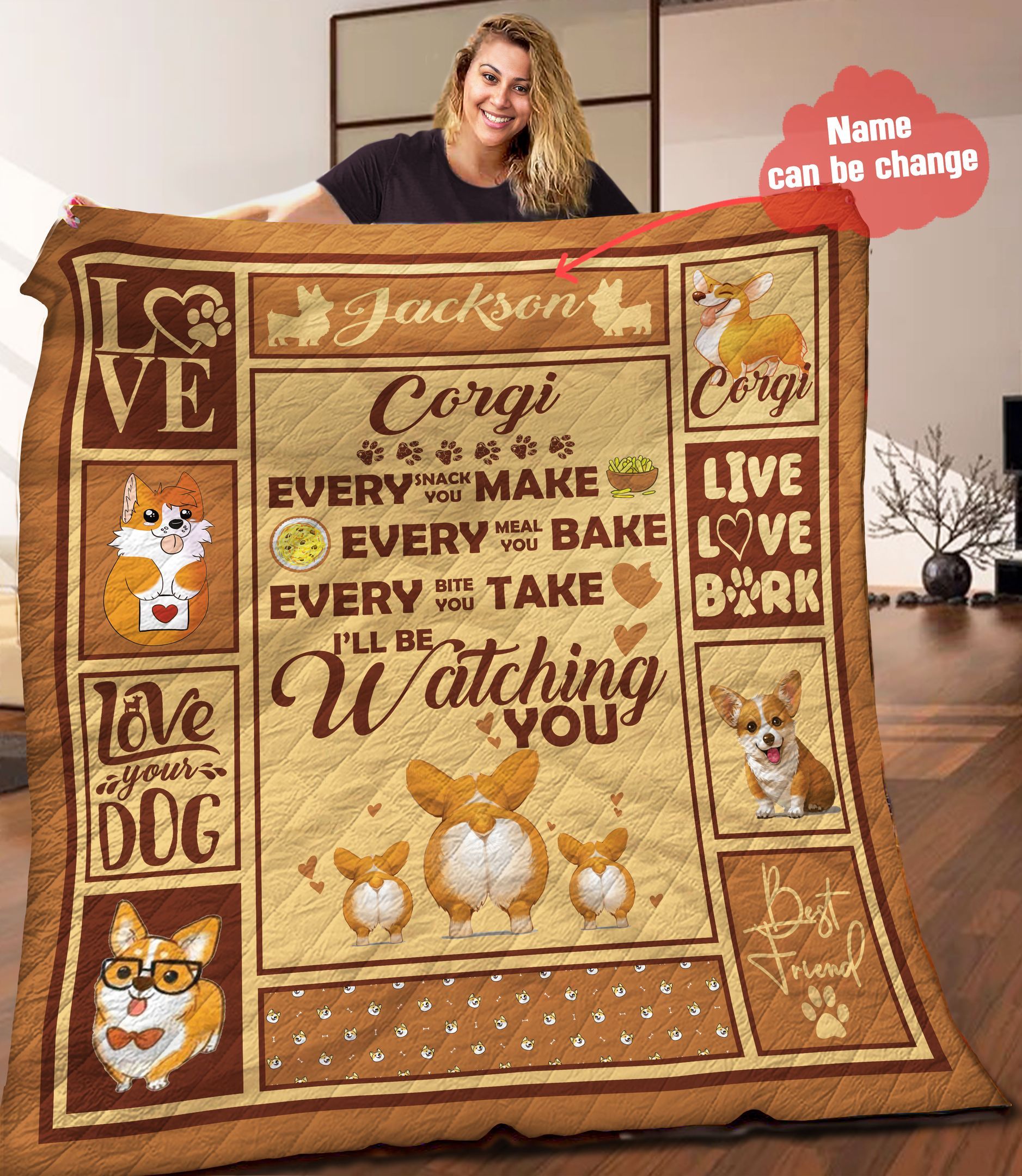 Corgi Personalized Quilt Blanket HHH110613NA