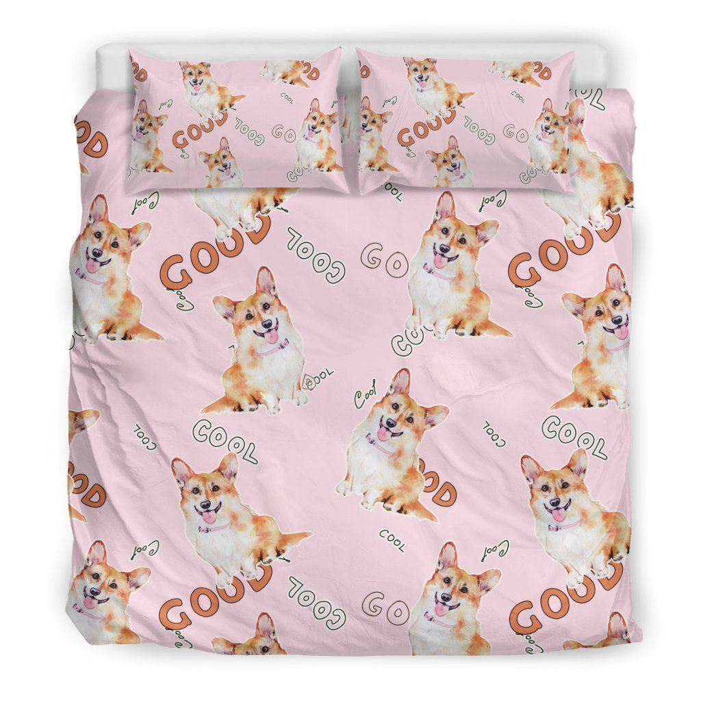 Corgi Pink Pastel Bedding Set