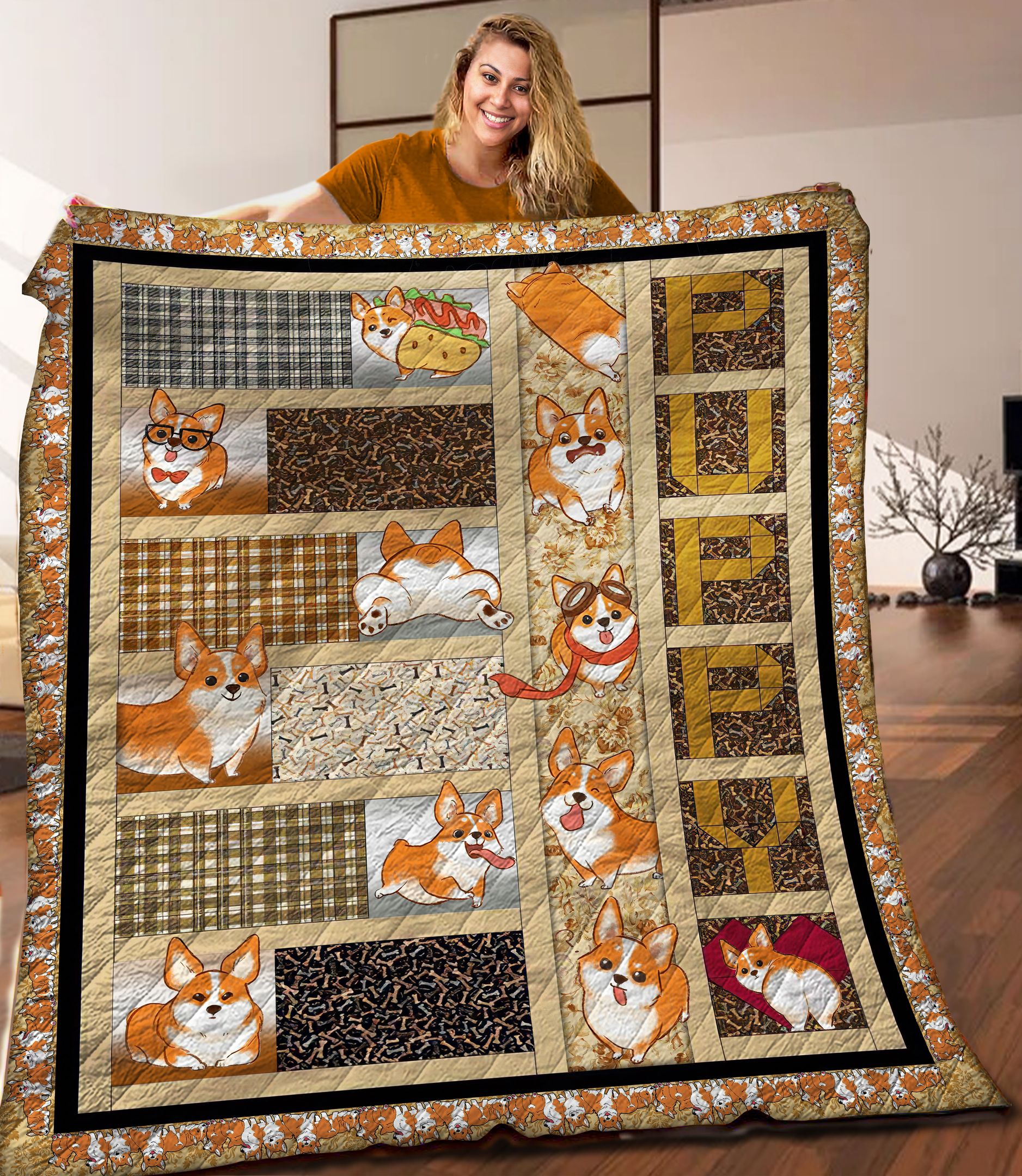 Corgi Quilt Blanket C9B150601DL