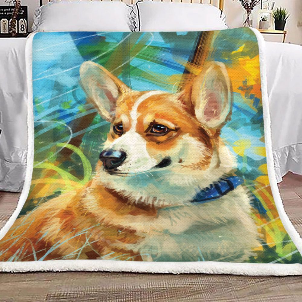 Corgi Sherpa Fleece Blanket