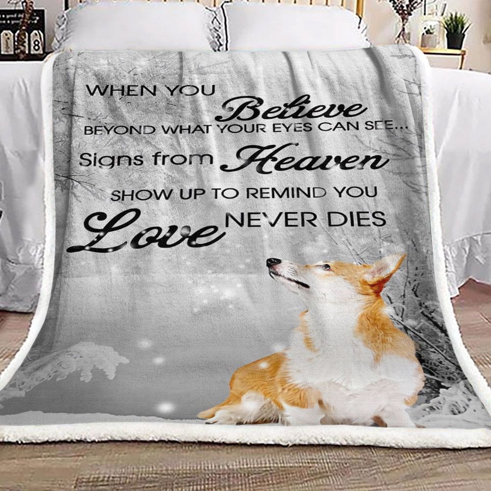 Corgi Snow Sherpa Fleece Blanket