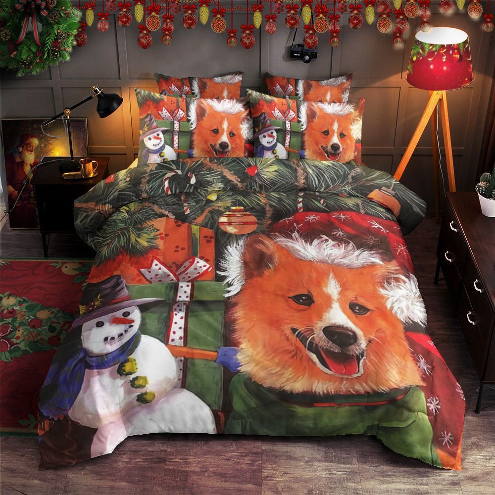 Corgi Snowman Bedding Set