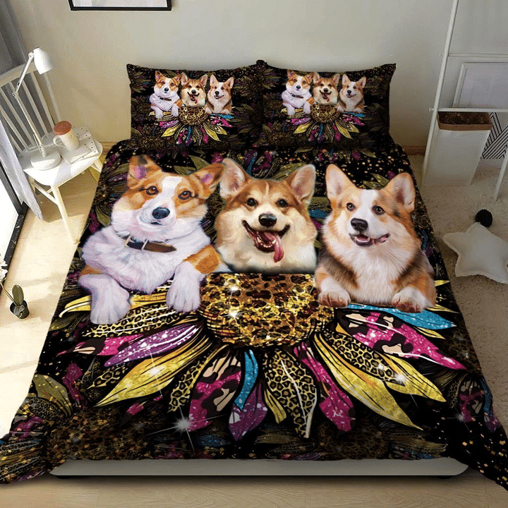 Corgi Sunflower Bedding Set
