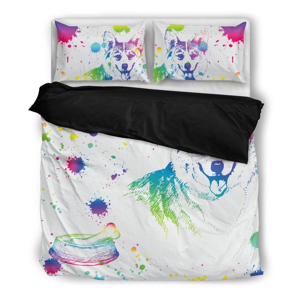 Corgi Watercolor White Background Bedding Set