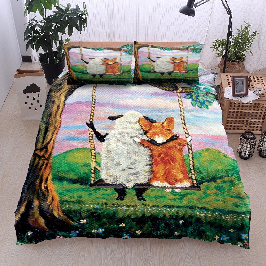 Corgi With Sheep Bedding Set