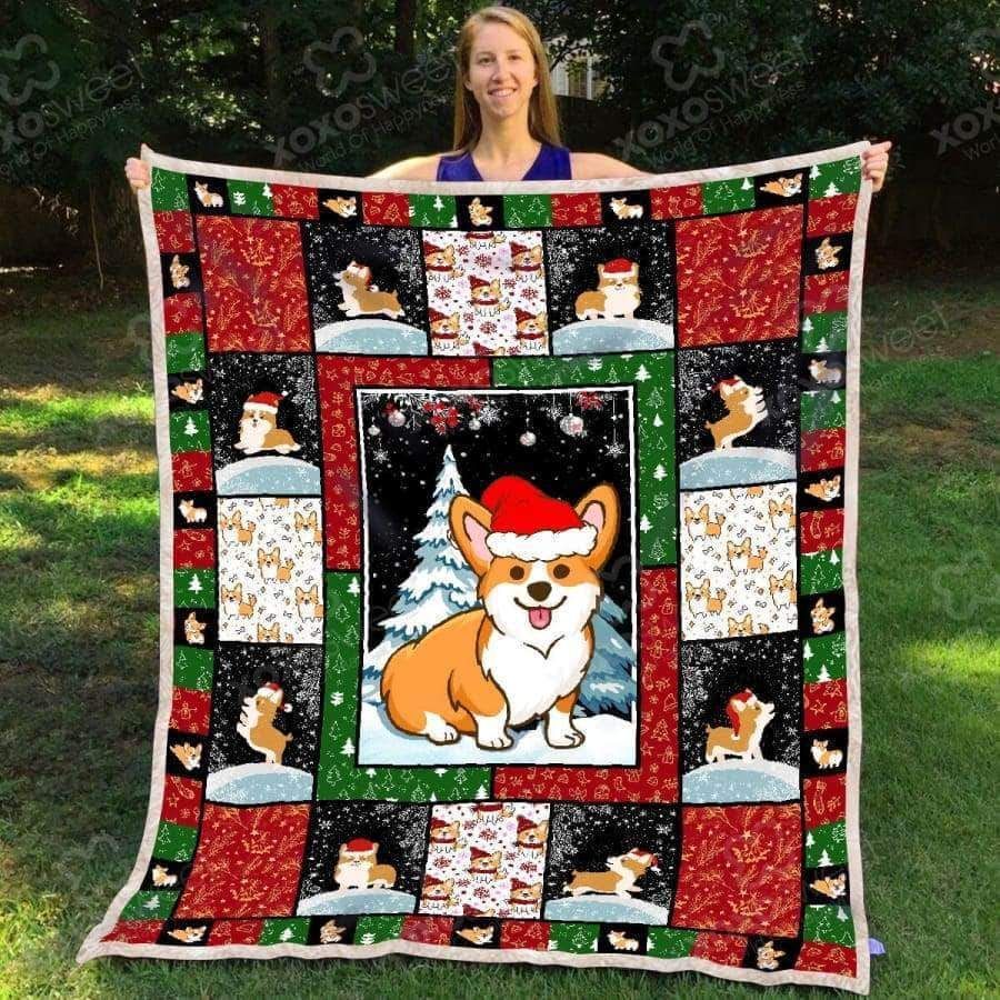 Corgi Xmas Sherpa Fleece Blanket
