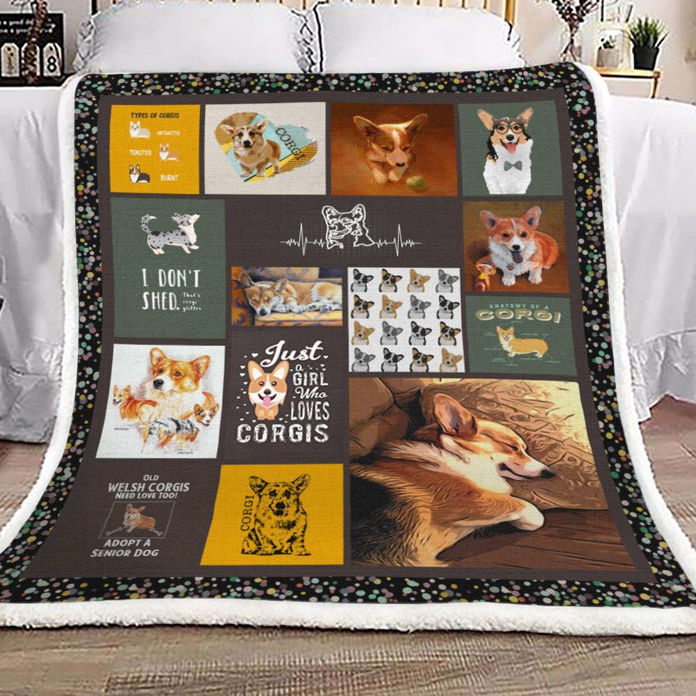 Corgi Sherpa Fleece Blanket