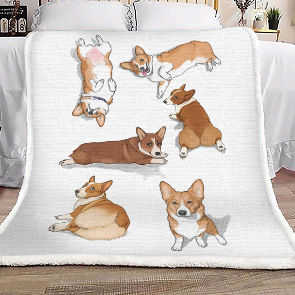 Corgi Sherpa Fleece Blanket