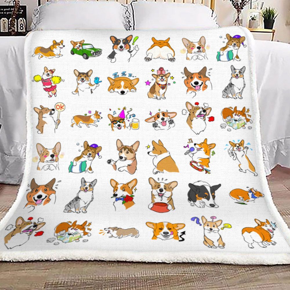 Corgi Sherpa Fleece Blanket
