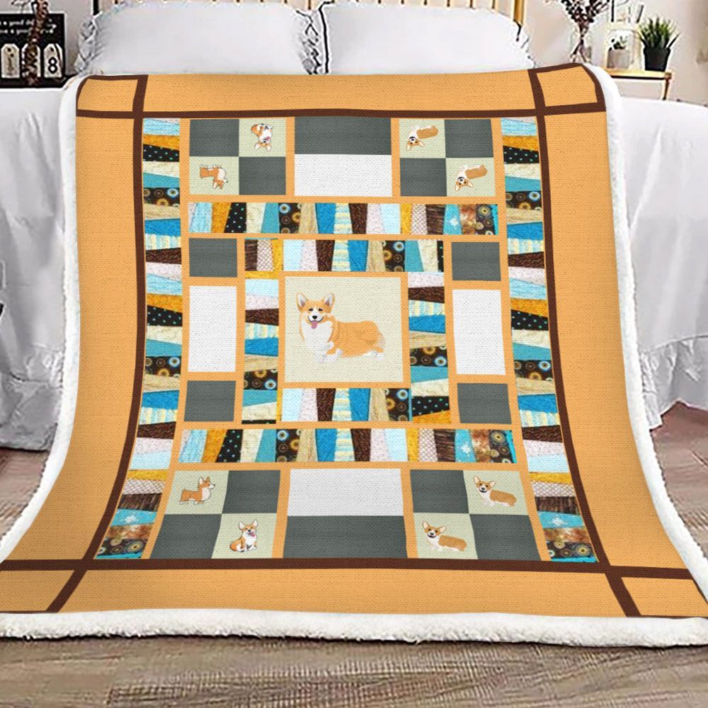 Corgi Sherpa Fleece Blanket