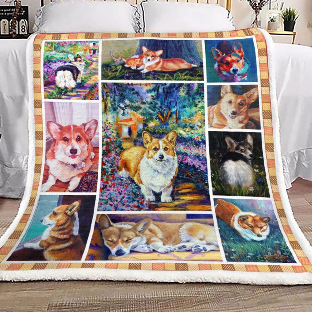 Corgi Sherpa Fleece Blanket