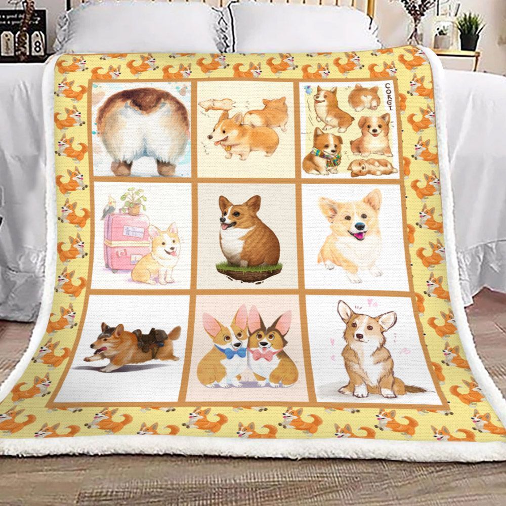 Corgi Sherpa Fleece Blanket