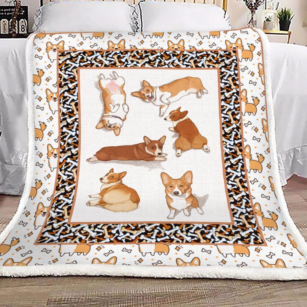 Corgi Sherpa Fleece Blanket