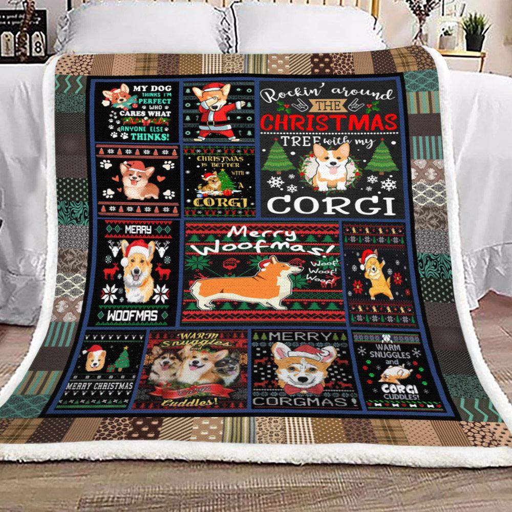 Corgi Sherpa Fleece Blanket