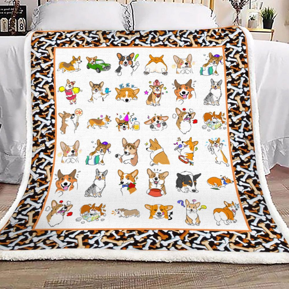 Corgi Sherpa Fleece Blanket