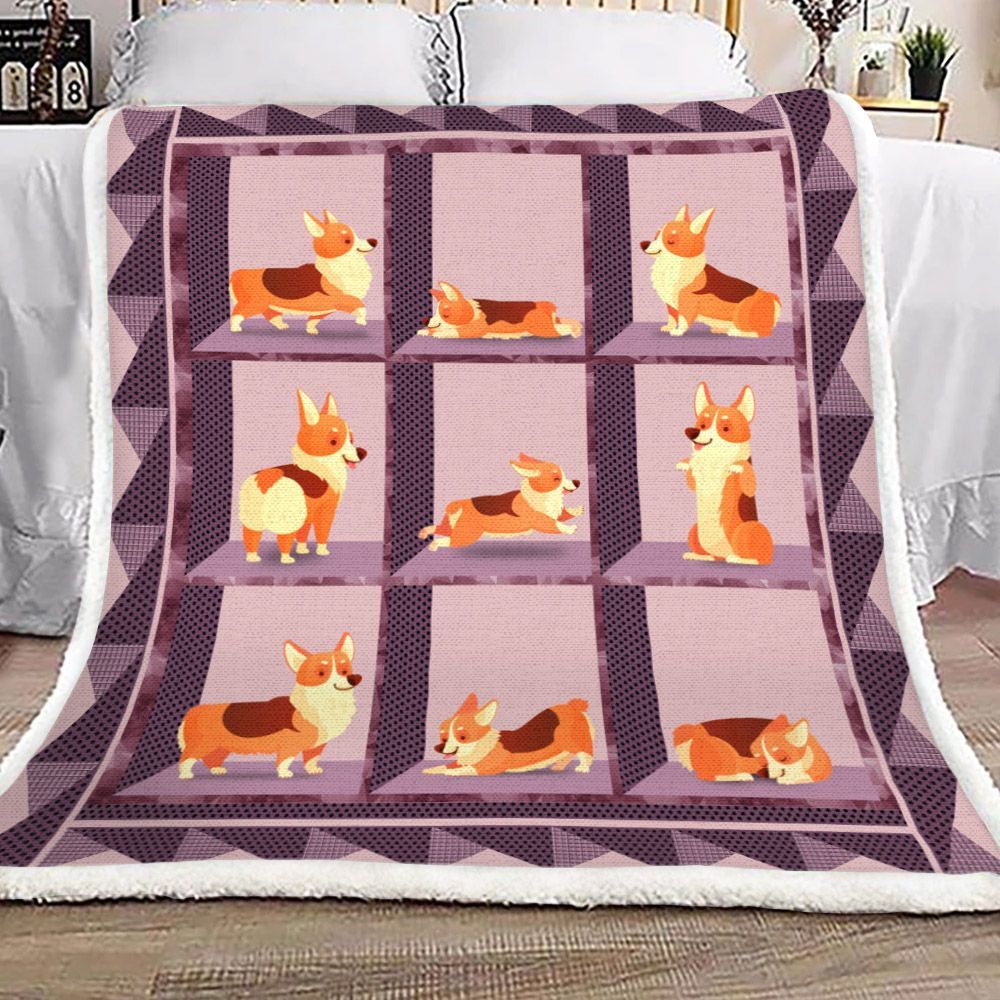 Corgi Sherpa Fleece Blanket
