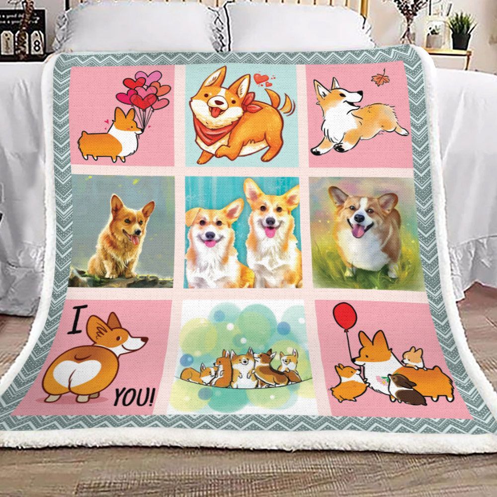 Corgi Sherpa Fleece Blanket