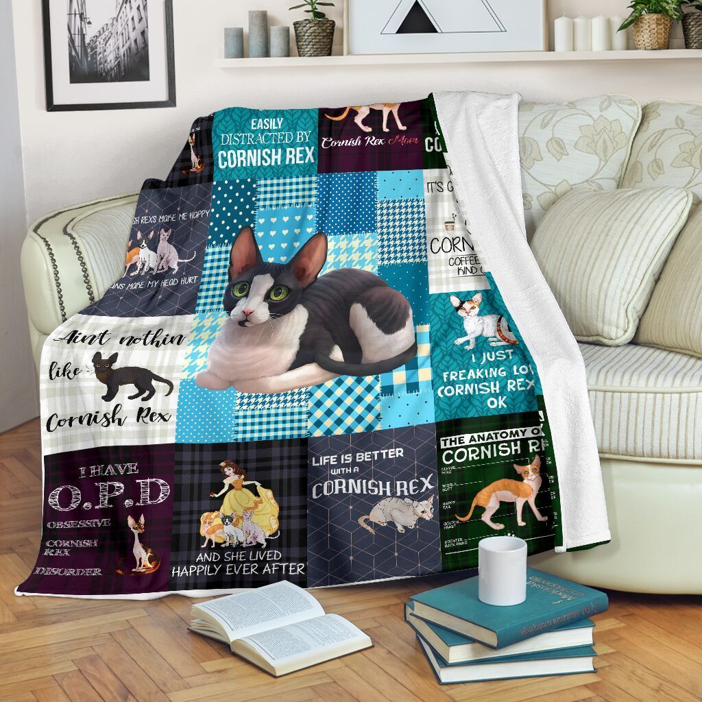 Cornish Rex Cat Sherpa Fleece Blanket