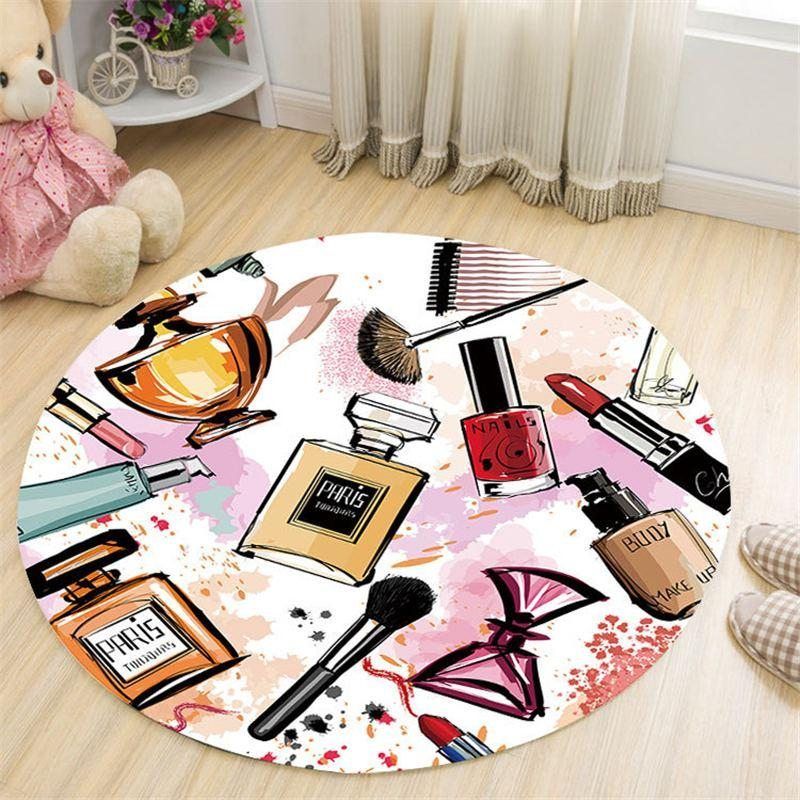 Cosmetics For Beautiful Round Carpet