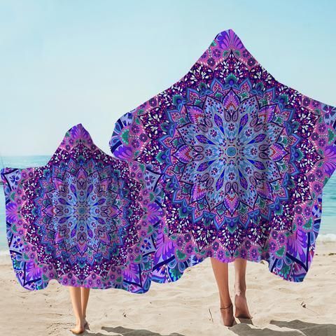 Cosmic Bohemian Purple Pattern Hooded Towel