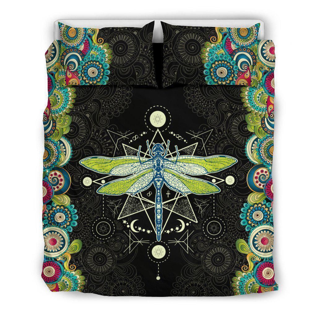Cosmic Dragonfly Mandala Bedding Set