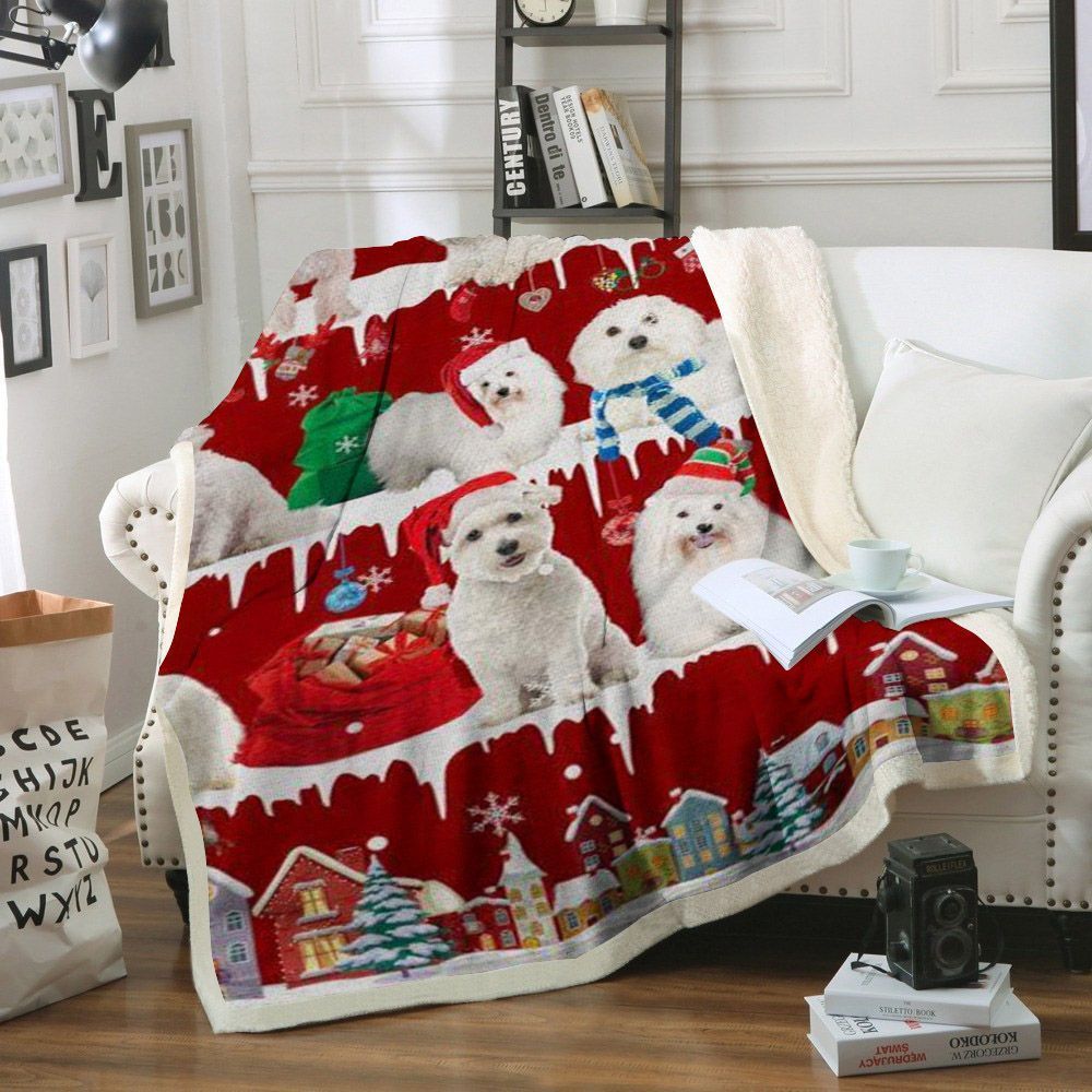 Coton De Tulear Snow Christmas Sherpa Fleece Blanket