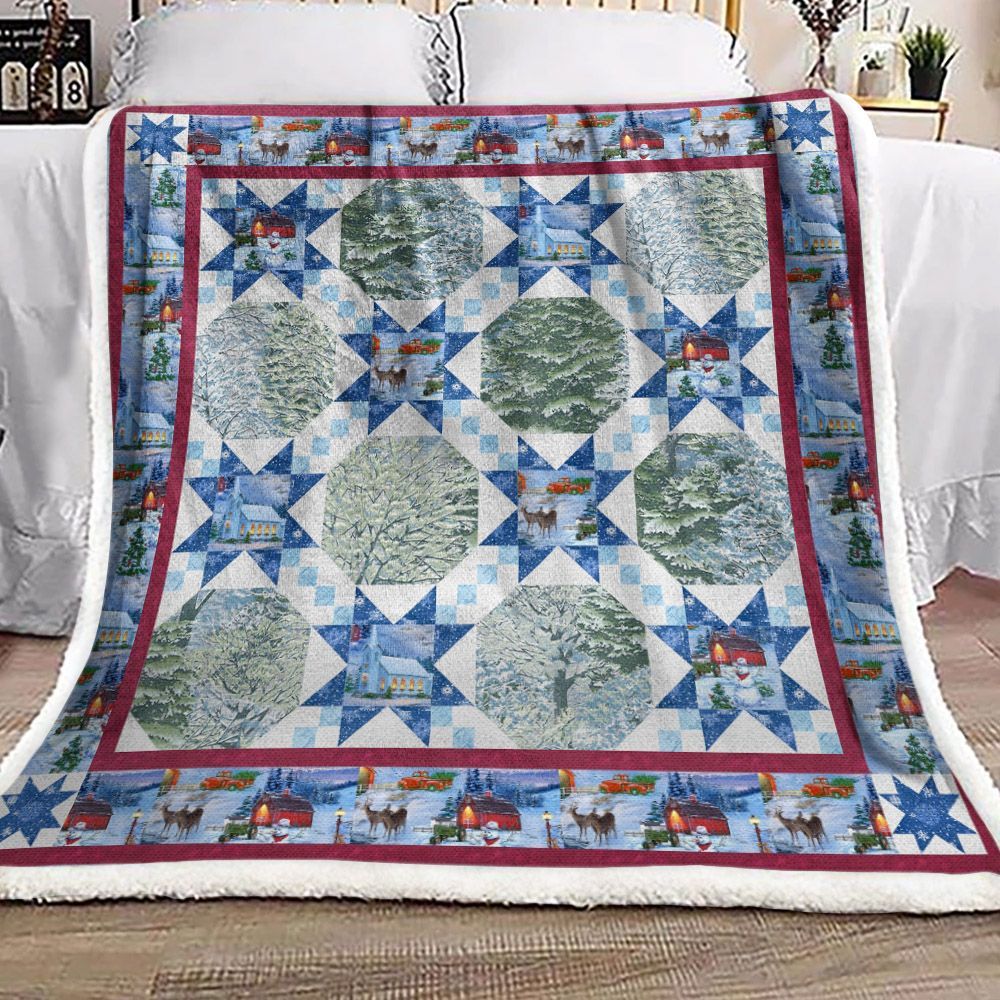 Country Christmas Sherpa Fleece Blanket