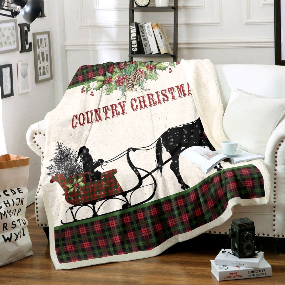 Country Christmas Sherpa Fleece Blanket