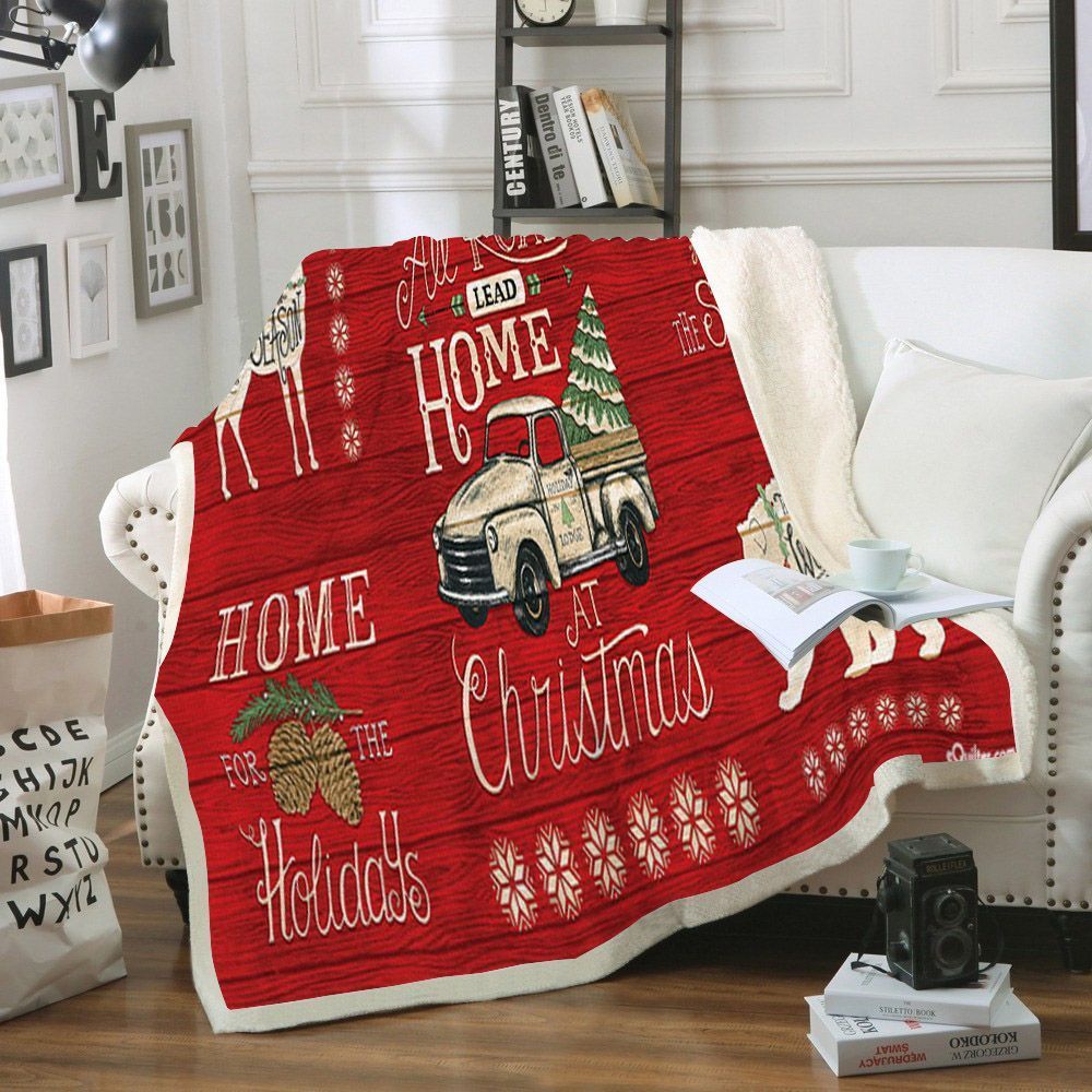 Country Christmas Signs Sherpa Fleece Blanket