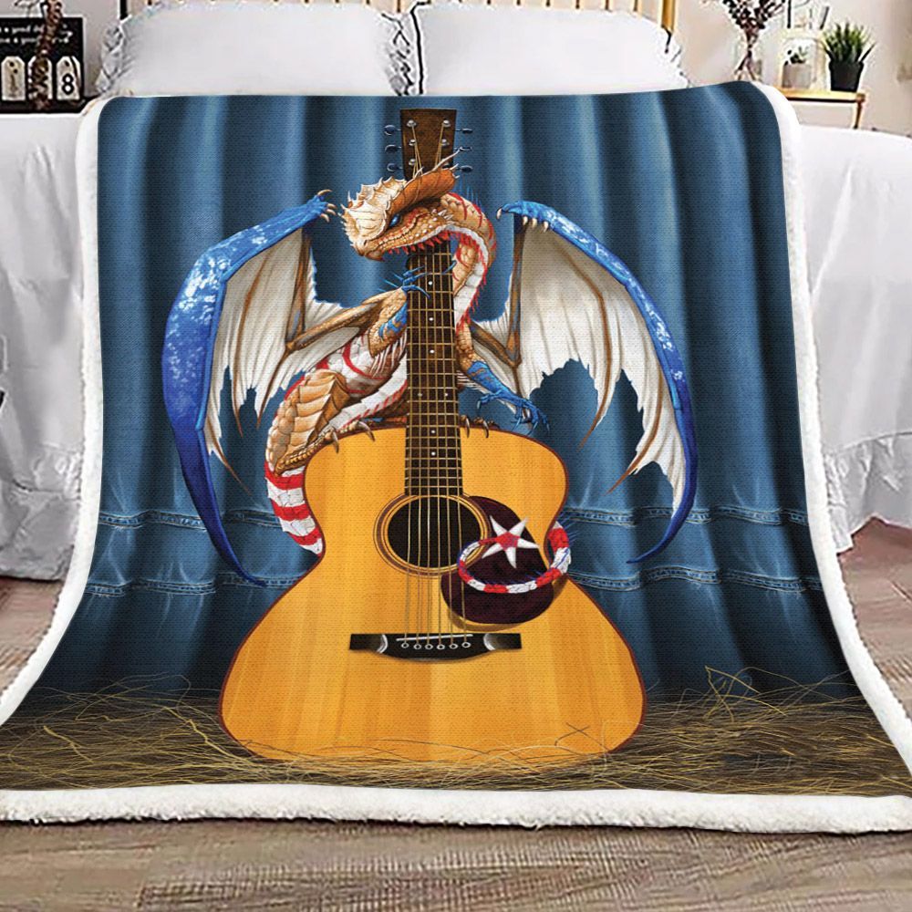Country Music Dragon Sherpa Fleece Blanket