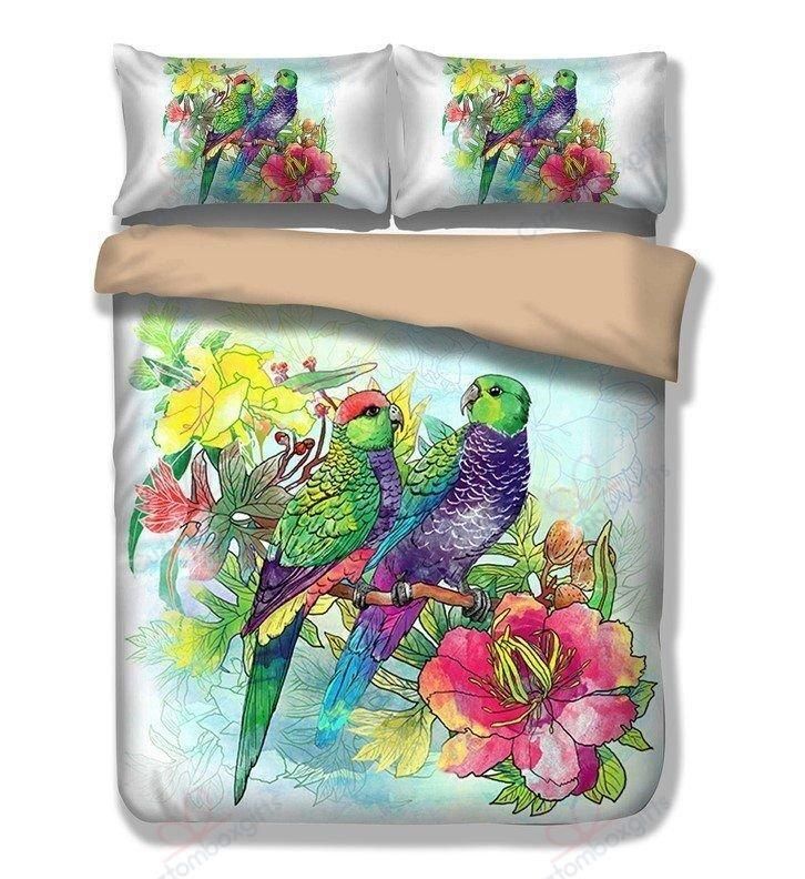 Couple Bird Hibiscus Printed Bedding Set