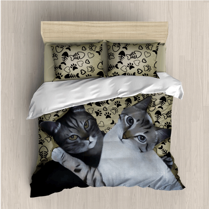 Couple Cat Bedding Set