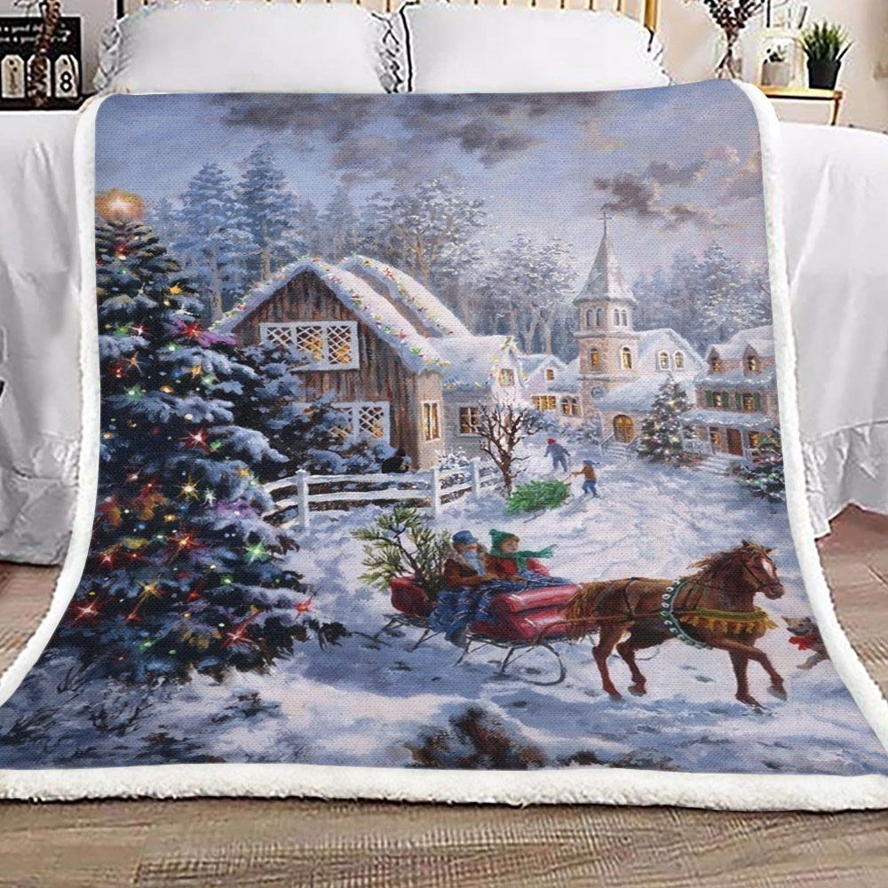 Couple Christmas Sherpa Fleece Blanket