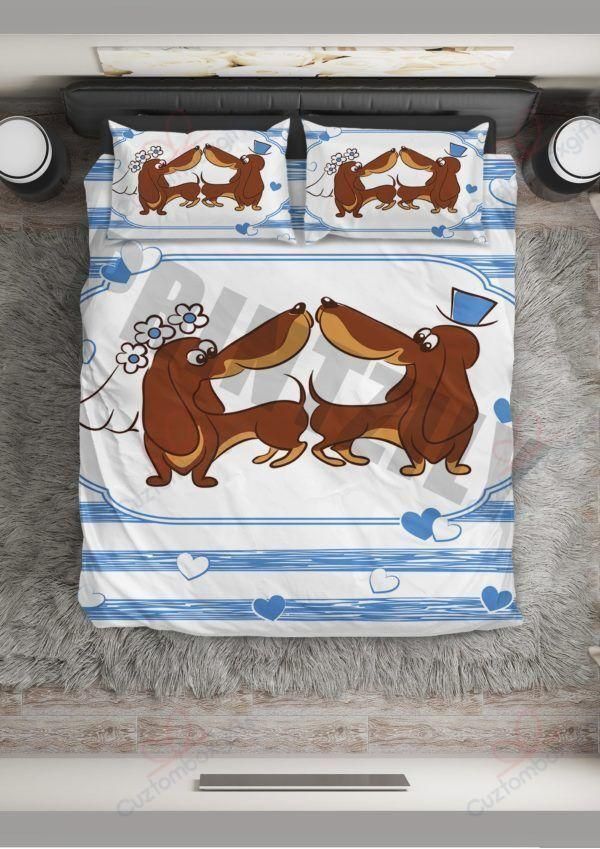 Couple Dachshund Wedding Printed Bedding Set