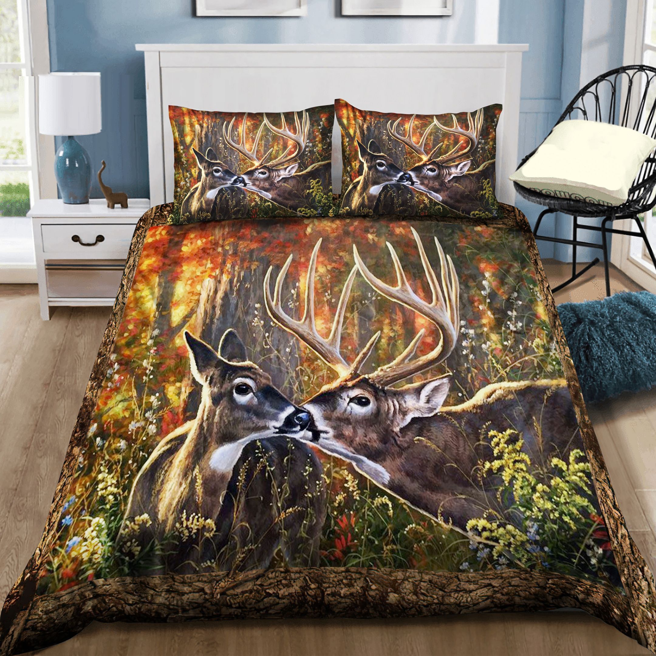 Couple Deer In Forest Bedding Set