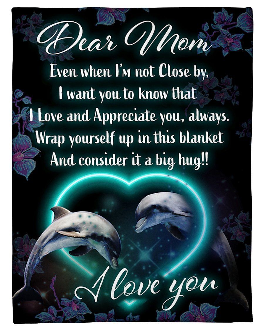 Couple Dolphin To Mom I Love You Fleece Blanket Fleece Blanket