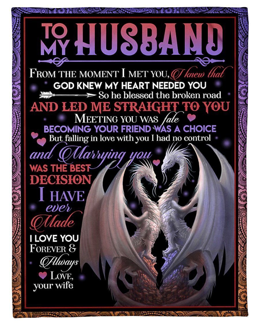 Couple Dragon To My Husband I Love You Forever Fleece Blanket
