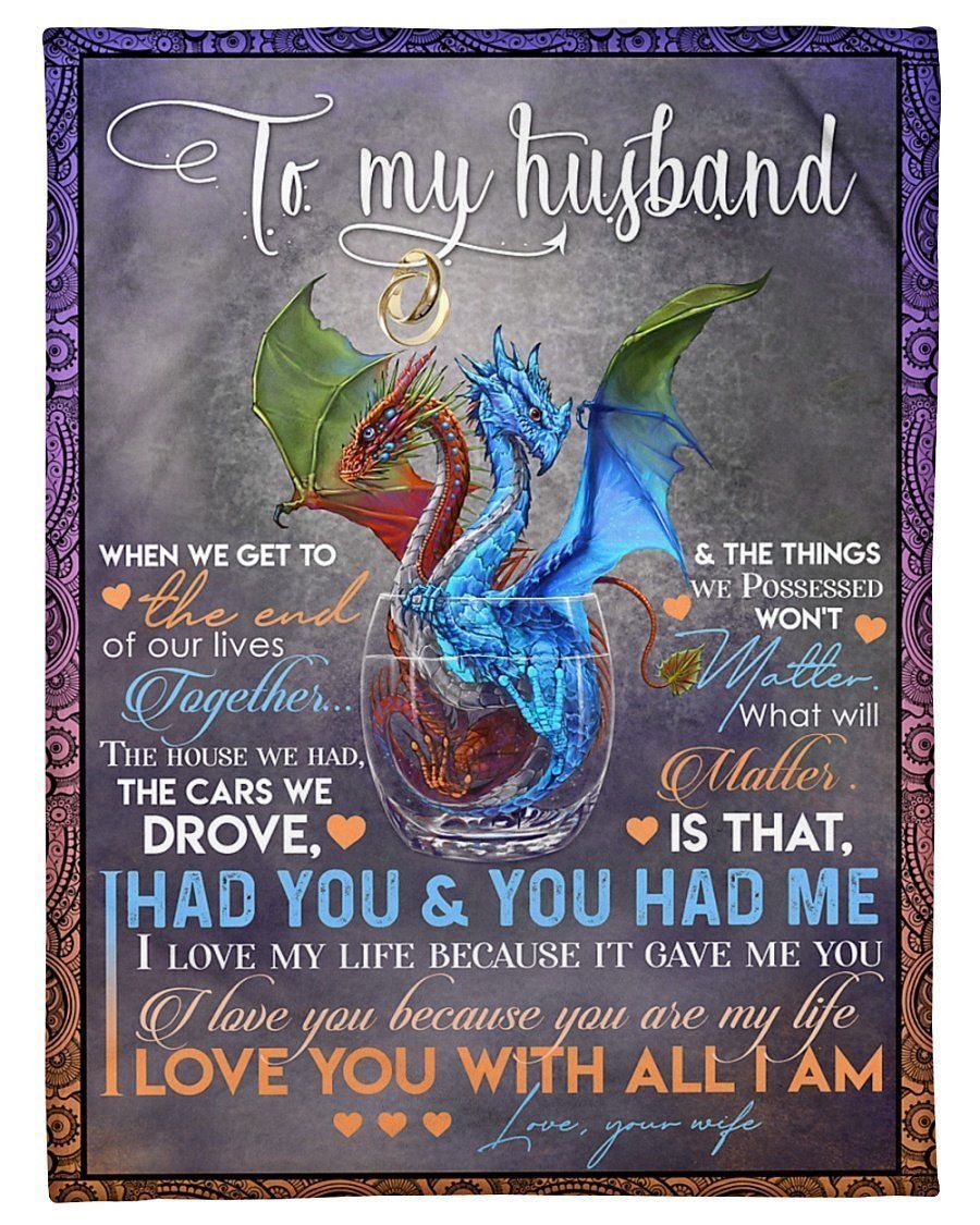 Couple Dragons Rings To My Husband I Love You Fleece Blanket
