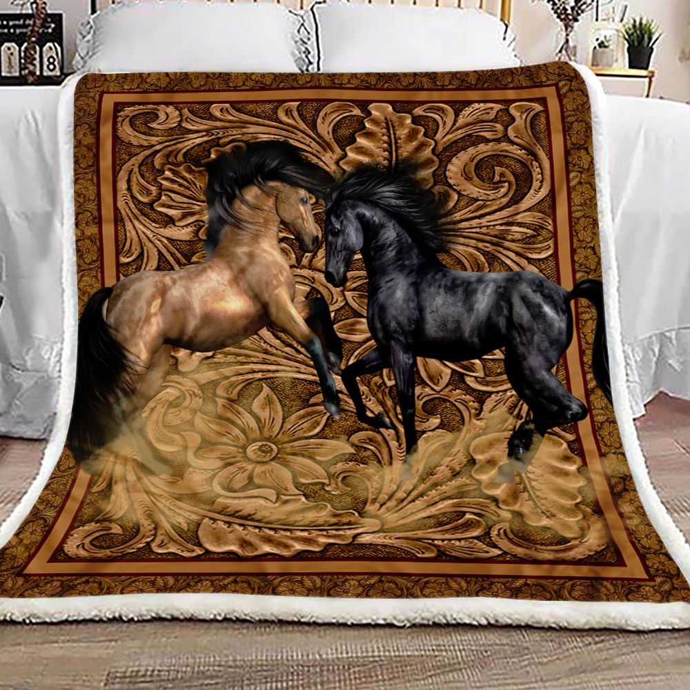 Couple Horse Vintage Fleece Blanket