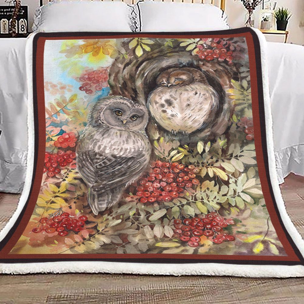 Couple Owl Sherpa Fleece Blanket