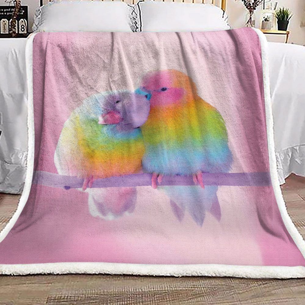 Couple Parrot Sherpa Fleece Blanket