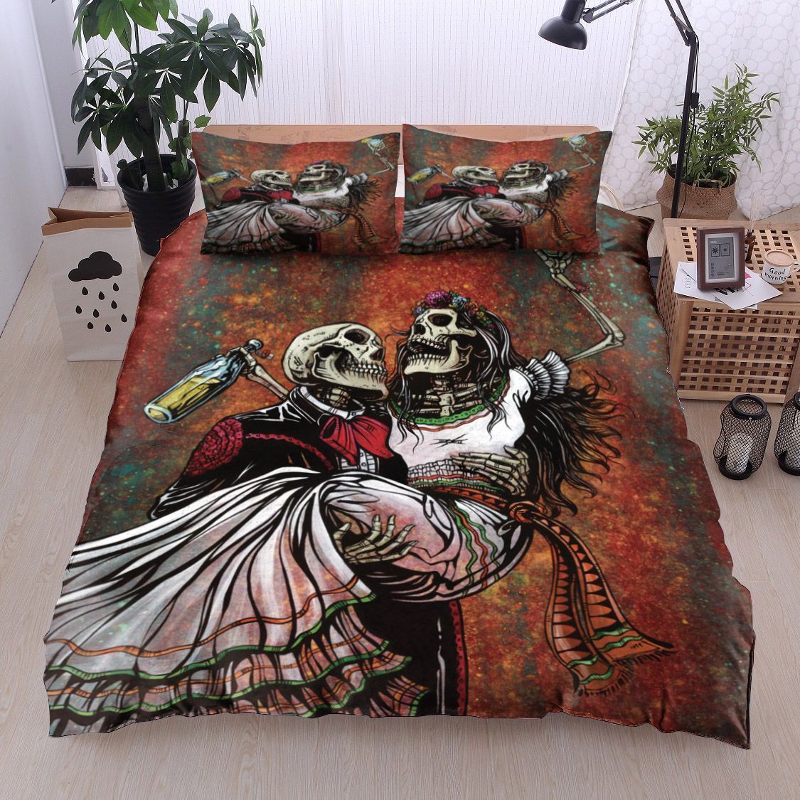 Couple Skeleton Drinking Bedding Set