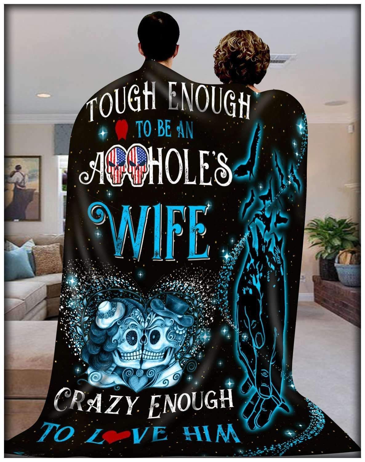 Couple Skull Crazy Enough To Love Him Sherpa Fleece Blanket