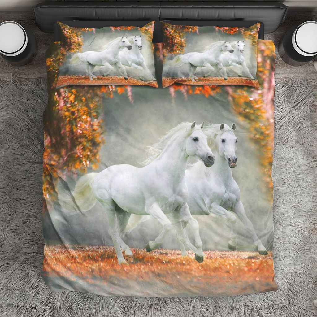 Couple White Horse Bedding Set