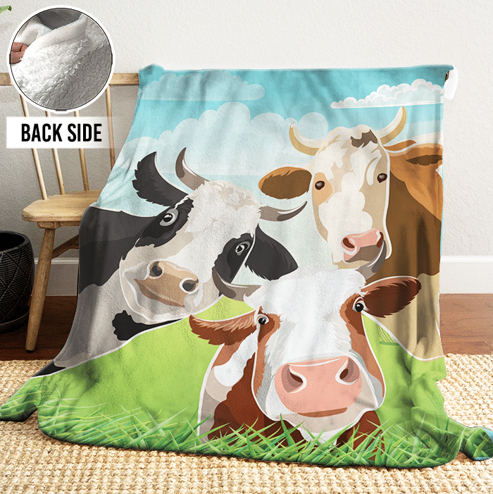 Cow Sherpa Fleece Blanket