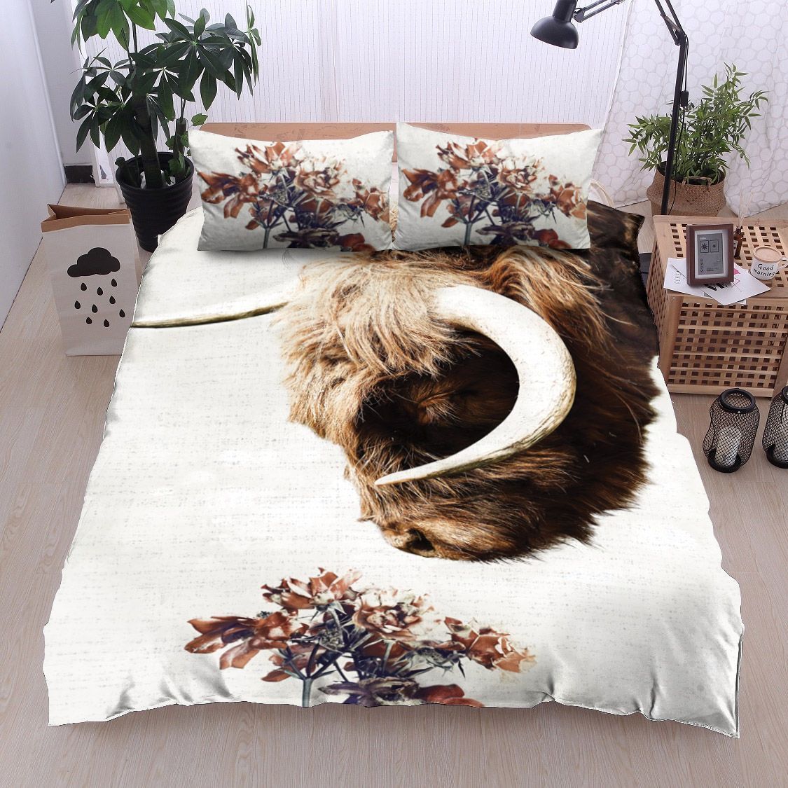 Cow And Flower Bedding Set