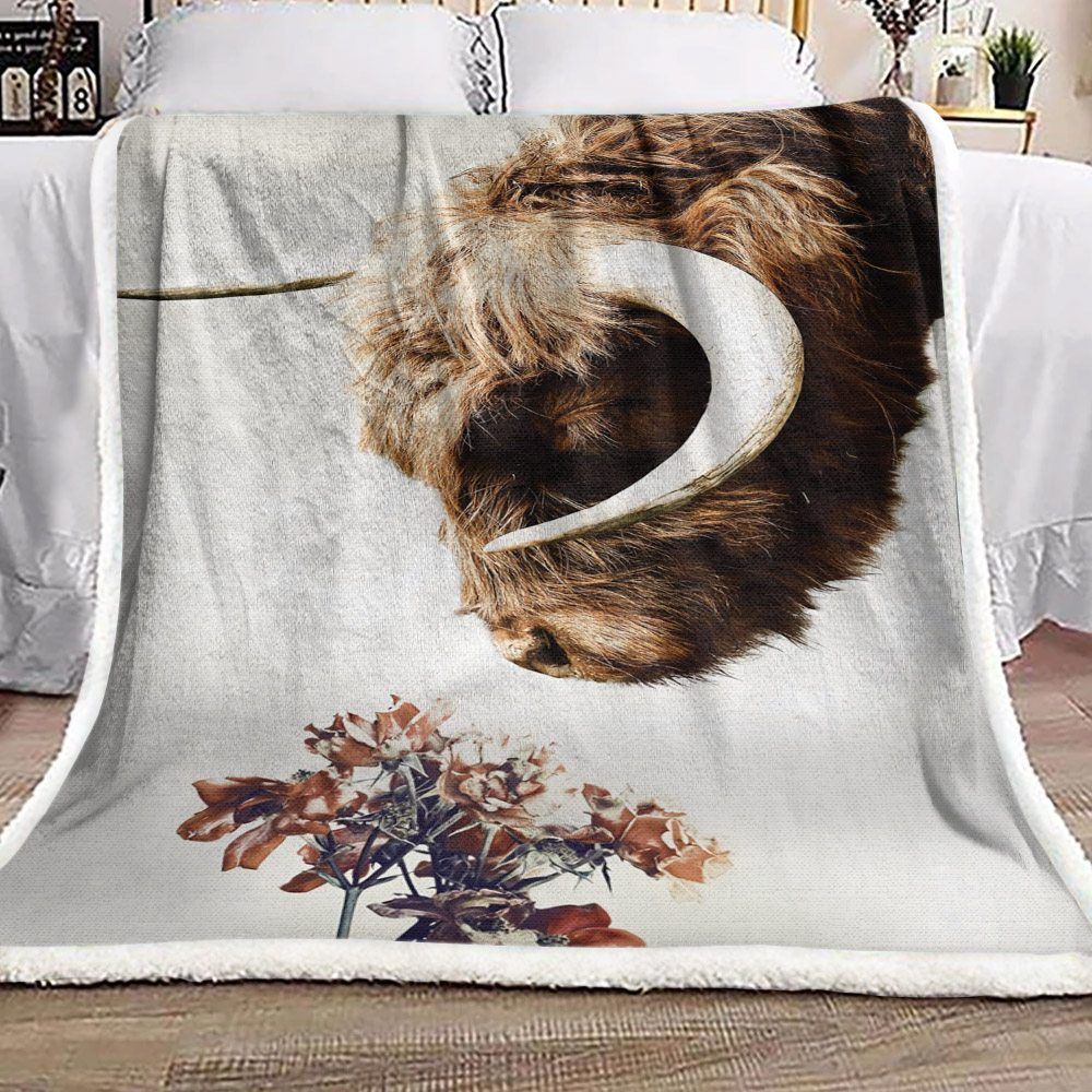 Cow And Flower Sherpa Fleece Blanket