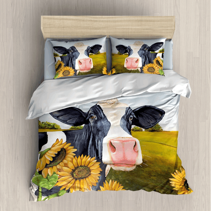 Cow And Flowers Bedding Set